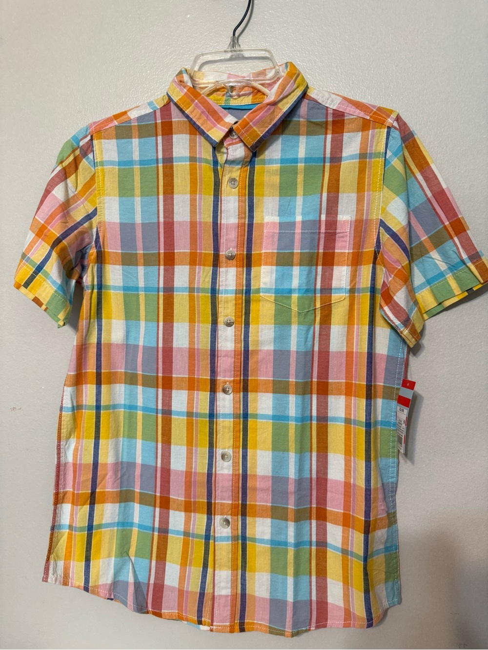 Cat & Jack Multicolor Plaid Short Sleeve Button-Down Shirt